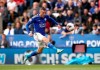 Leicester City's Jamie Vardy scores against Bournemouth during the English Premier League soccer match at the King Power Stadium, Leicester, England, Saturday Aug. 31, 2019. (Tim Goode/PA via AP)