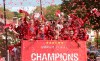 Liverpool soccer team ride an open top bus during the Champions League Cup Winners Parade through the streets of Liverpool, England, Sunday June 2, 2019. Liverpool is champion of Europe for a sixth time after beating Tottenham 2-0 in the Champions League final played in Madrid Saturday. (Barrington Coombs/PA via AP)