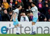 West Ham United's Mark Noble, left, celebrates scoring his side's first goal of the game against Crystal Palace, with team-mate Felipe Anderson during their English Premier League soccer match at Selhurst Park in London, Saturday Feb. 9, 2019. (Paul Harding/PA via AP)