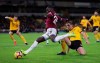 West Ham United's Arthur Masuaku in action during the match against Wolves, during their English Premier League soccer match at Molineux in Wolverhampton, England, Tuesday Jan. 29, 2019. (David Davies/PA via AP)