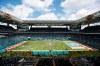 FILE - In this file photo dated Sunday, Sept. 15, 2019, The Hard Rock Stadium in Miami, USA, during a pre-game ceremony before an NFL game between the Miami Dolphins and the New England Patriots. The Spanish soccer league said Thursday Oct. 17, 2019, it has asked the Spanish soccer federation to allow Villarreal’s regular season home game against Atletico Madrid on Dec. 6 to be moved to Hard Rock Stadium in Miami. (AP Photo/Brynn Anderson, FILE)