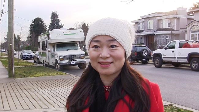 Liberal candidate Karen Wang speaks during an interview in Burnaby, B.C., on Tuesday, Jan. 15, 2019, in this image taken from video. The Liberal candidate running against NDP Leader Jagmeet Singh in a Metro Vancouver byelection has bowed out of the race after singling out Singh's ethnicity in an online post. Karen Wang apologized Wednesday for her comments, saying that the diverse character of Burnaby South is a real source of strength. THE CANADIAN PRESS/Laura Kane