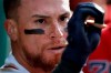 Boston Red Sox's Christian Vazquez celebrates his solo home run during the third inning of the team's baseball game against the Toronto Blue Jays in Boston, Saturday, June 22, 2019. (AP Photo/Michael Dwyer)