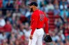 Boston Red Sox's Eduardo Rodriguez reacts after he struck out Baltimore Orioles' Richie Martin swinging during the seventh inning of a baseball game in Boston, Sunday, Sept. 29, 2019. (AP Photo/Michael Dwyer)