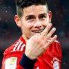 Bayern's James celebrates after his side's fifth goal during the German Bundesliga soccer match between FC Bayern Munich and 1. FSV Mainz 05 in Munich, Germany, Sunday, March 17, 2019. (AP Photo/Matthias Schrader)