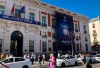Pedestrians walk past Champions League banner in downtown Madrid, Spain, Wednesday, May 29, 2019. Madrid will be hosting the final again after nearly a decade, but the country's streak of having at least one team playing for the European title ended this year after five straight seasons, giving home fans little to cheer for when Tottenham faces Liverpool at the Wanda Metropolitano Stadium on Saturday. (AP Photo/Tales Azzoni)