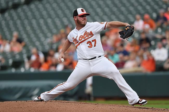 Baltimore Orioles pitcher Dylan Bundy throws against the Detroit Tigers in the first inning of a baseball game, Tuesday, May 28, 2019, in Baltimore. (AP Photo/Gail Burton)