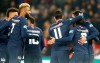 PSG's squad celebrates the opening goal during the French Cup soccer match between Paris Saint Germain and Strasbourg at the Parc des Princes stadium in Paris, Wednesday, Jan. 23, 2019. (AP Photo/Michel Euler)