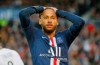 PSG's Neymar react after missing a goal opportunity during French League One soccer match between PSG and Angers at the Parc des Princes stadium in Paris, Saturday, Oct. 5, 2019. (AP Photo/Michel Euler)