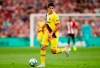 FC Barcelona's Luis Suarez controls the ball during the Spanish La Liga soccer match between Athletic Bilbao and FC Barcelona at San Mames stadium in Bilbao, northern Spain, Friday, Aug. 16, 2019. (AP Photo/Ion Alcoba Beitia)