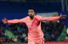 FC Barcelona's Luis Suarez celebrates after scoring during a Spanish La Liga soccer match between Getafe and FC Barcelona at the Alfonso Perez stadium in Getafe, Spain, Sunday, Jan. 6, 2019. (AP Photo/Manu Fernandez)