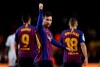 FC Barcelona's Lionel Messi, centre, celebrates after scoring his side's second goal during the Spanish La Liga soccer match between FC Barcelona and Eibar at the Camp Nou stadium in Barcelona, Spain, Sunday, Jan. 13, 2019. (AP Photo/Manu Fernandez)