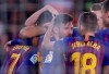 FC Barcelona's Lionel Messi, center, celebrates a goal with teammates during a Spanish Copa del Rey soccer match between FC Barcelona and Sevilla at the Camp Nou stadium in Barcelona, Spain, Wednesday, Jan. 30, 2019. (AP Photo/Manu Fernandez)