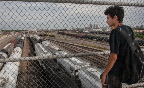 Melissa Tait / Winnipeg Free Press
North End activist Michael Champagne says the Canadian Pacific rail yards are a physical and psychological barrier between the North End and the rest of Winnipeg.