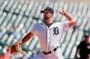 Detroit Tigers starting pitcher Daniel Norris throws during the first inning of a baseball game against the Cleveland Indians, Thursday, Aug. 29, 2019, in Detroit. (AP Photo/Carlos Osorio)
