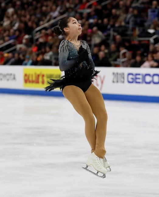 Alysa Liu performs her women's free skate during the U.S. Figure Skating Championships, Friday, Jan. 25, 2019, in Detroit. Liu won the title. (AP Photo/Carlos Osorio)