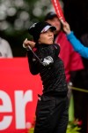 Lydia Ko, of New Zealand, watches her tee shot on the first hole during the first round of the Meijer LPGA Classic golf tournament at Blythefield Country Club on Thursday, June 13, 2019, in Belmont, Mich. (Alyssa Keown/The Grand Rapids Press via AP)