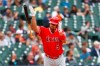 Los Angeles Angels' Albert Pujols tosses his bat after hitting a solo home run in the third inning of a baseball game against the Detroit Tigers in Detroit, Thursday, May 9, 2019. The home run was his 2,000th career RBI. (AP Photo/Paul Sancya)