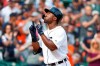 Detroit Tigers' Christin Stewart celebrates his solo home run in the third inning of a baseball game against the Minnesota Twins in Detroit, Saturday, June 8, 2019. (AP Photo/Paul Sancya)