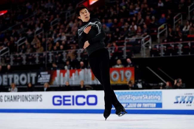 Nathan Chen performs during the men's free skate at the U.S. Figure Skating Championships, Sunday, Jan. 27, 2019, in Detroit. (AP Photo/Paul Sancya)