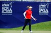 Hannah Green, of Australia, watches her putt on the 18th green during the second round of the KPMG Women's PGA Championship golf tournament, Friday, June 21, 2019, in Chaska, Minn. (AP Photo/Charlie Neibergall)