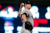 New York Yankees relief pitcher Zack Britton throws during the seventh inning in Game 3 of a baseball American League Division Series against the Minnesota Twins, Monday, Oct. 7, 2019, in Minneapolis. (AP Photo/Jim Mone)