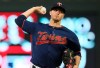 Minnesota Twins pitcher Jake Odorizzi throws against the Cleveland Indians in the first inning of a baseball game Saturday, Aug. 10, 2019, in Minneapolis. (AP Photo/Jim Mone)
