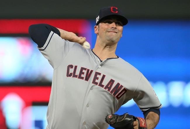 Cleveland Indians pitcher Adam Pluko throws against the Minnesota Twins in the first inning of a baseball game Saturday, Aug. 10, 2019, in Minneapolis. (AP Photo/Jim Mone)
