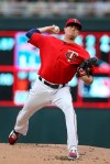 Minnesota Twins pitcher Kyle Gibson throws against the Kansas City Royals during the first inning of a baseball game Friday, June 14, 2019, in Minneapolis. (AP Photo/Stacy Bengs)