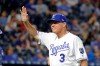 Kansas City Royals manager Ned Yost acknowledges the crowd as he walks to the dugout after making a pitching change during the eighth inning of a baseball game against the Atlanta Braves Tuesday, Sept. 24, 2019, in Kansas City, Mo. Yost announced yesterday that he was retiring at the end of the season. (AP Photo/Charlie Riedel)