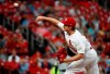 St. Louis Cardinals starting pitcher Miles Mikolas throws during the first inning of a baseball game against the Pittsburgh Pirates, Monday, July 15, 2019, in St. Louis. (AP Photo/Jeff Roberson)