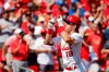 St. Louis Cardinals' Tommy Edman celebrates as he rounds the bases after hitting a solo home run during the third inning of a baseball game against the Washington Nationals Wednesday, Sept. 18, 2019, in St. Louis. (AP Photo/Jeff Roberson)