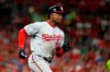 Washington Nationals' Victor Robles heads to first on an RBI single during the sixth inning of a baseball game against the St. Louis Cardinals on Tuesday, Sept. 17, 2019, in St. Louis. (AP Photo/Jeff Roberson)