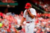 St. Louis Cardinals starting pitcher Michael Wacha walks off the field after being removed during the fourth inning of a baseball game against the Los Angeles Dodgers Thursday, April 11, 2019, in St. Louis. (AP Photo/Jeff Roberson)