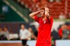 United States' Josh Sargent reacts to a missed shot during the second half of a friendly soccer match against Uruguay Tuesday, Sept. 10, 2019, in St. Louis. The game ended in a 1-1 tie. (AP Photo/Jeff Roberson)