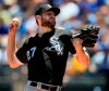 Chicago White Sox starting pitcher Lucas Giolito delivers to a Kansas City Royals batter during the first inning of a baseball game at Kauffman Stadium in Kansas City, Mo., Saturday, June 8, 2019. (AP Photo/Orlin Wagner)