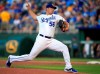 Kansas City Royals starting pitcher Brad Keller delivers to a Toronto Blue Jays batter during the first inning of a baseball game at Kauffman Stadium in Kansas City, Mo., Monday, July 29, 2019. (AP Photo/Orlin Wagner)