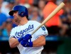 Kansas City Royals' Bubba Starling watches his RBI single off Detroit Tigers starting pitcher Matthew Boyd during the fifth inning of a baseball game at Kauffman Stadium in Kansas City, Mo., Saturday, July 13, 2019. It was Starling's first hit in the majors. (AP Photo/Orlin Wagner)