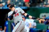 Minnesota Twins' C.J. Cron hits a two-run home run off Kansas City Royals starting pitcher Jorge Lopez during the first inning of a baseball game at Kauffman Stadium in Kansas City, Mo., Sunday, Sept. 29, 2019. (AP Photo/Orlin Wagner)