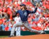 San Diego Padres starting pitcher Matt Strahm (55) pitches during the second inning of a baseball game against the St. Louis Cardinals Sunday, April 7, 2019, in St. Louis. (AP Photo/Scott Kane)