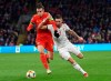 Zsolt Nagy, right, of Hungary and Gareth Bale of Wales in action during the Euro 2020 group E qualifying soccer match between Wales and Hungary at Cardiff City Stadium in Cardiff, Wales, Tuesday, Nov. 19, 2019. (Tamas Kovacs/MTI via AP)