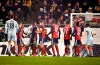 Chelsea's Olivier Giroud, left, scores his side's second goal of the game during the UEFA Europa League Group L soccer match between Vidi FC and Chelsea in Groupama Arena in Budapest, Hungary, Thursday, Dec. 13, 2018. (Szilard Koszticsak/MTI via AP)