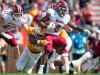 CP
Jonathan Kongbo, who played for the University of Tennessee, tackles Massachusetts running back Marquis Young during an NCAA game in 2017.