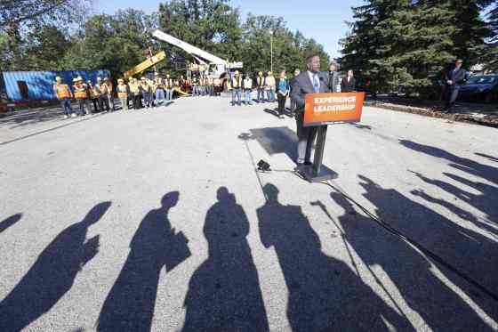 WAYNE GLOWACKI / WINNIPEG FREE PRESSIn Winnipeg Thursday, NDP Leader Tom Mulcair says his party’s campaign is upbeat and positive. He announced a plan to boost youth employment.
