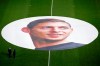 A giant canvas showing Argentinian player Emiliano Sala is pictured in La Beaujoire stadium before the French soccer League One match Nantes against Saint-Etienne, in Nantes, western France, Wednesday, Jan.30, 2019. Sala disappeared over the English Channel on Jan. 21, 2019 as it flew from France to Wales. Sala had just been signed by Premier League club Cardiff. (AP Photo/Thibault Camus)