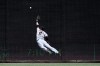 San Francisco Giants right fielder Steven Duggar (6) leaps and misses a ball that went for a double by Washington Nationals' Ryan Zimmerman during the first inning of a baseball game, Thursday, April 18, 2019, in Washington. (AP Photo/Nick Wass)