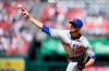 New York Mets starting pitcher Jacob deGrom delivers a pitch during the first inning of a baseball game against the Washington Nationals, Thursday, March 28, 2019, in Washington. (AP Photo/Nick Wass)