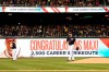 The scoreboard congratulates Washington Nationals starting pitcher Max Scherzer, center, after he recorded his 2,500th career strikeout during the sixth inning of a baseball game against the San Diego Padres, Friday, April 26, 2019, in Washington. (AP Photo/Nick Wass)