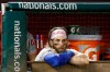 Philadelphia Phillies right fielder Bryce Harper stands in the dugout during the ninth inning of the team's baseball game against the Washington Nationals, Thursday, Sept. 26, 2019, in Washington. Washington won 6-3. (AP Photo/Patrick Semansky)