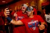 Washington Nationals starting pitcher Max Scherzer, left, and Gerardo Parra celebrate after the second baseball game of a doubleheader against the Philadelphia Phillies, Tuesday, Sept. 24, 2019, in Washington. Washington won 6-5 and clinched a Wild Card berth. (AP Photo/Patrick Semansky)
